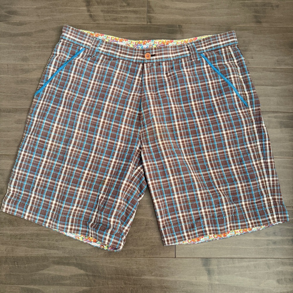 Robert Graham Brown and Blue Plaid Shorts size 38